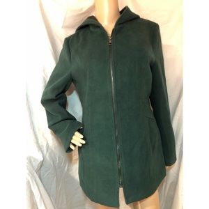 NWOT Laura Scott Missy Hooded Top Coat Green Sz M